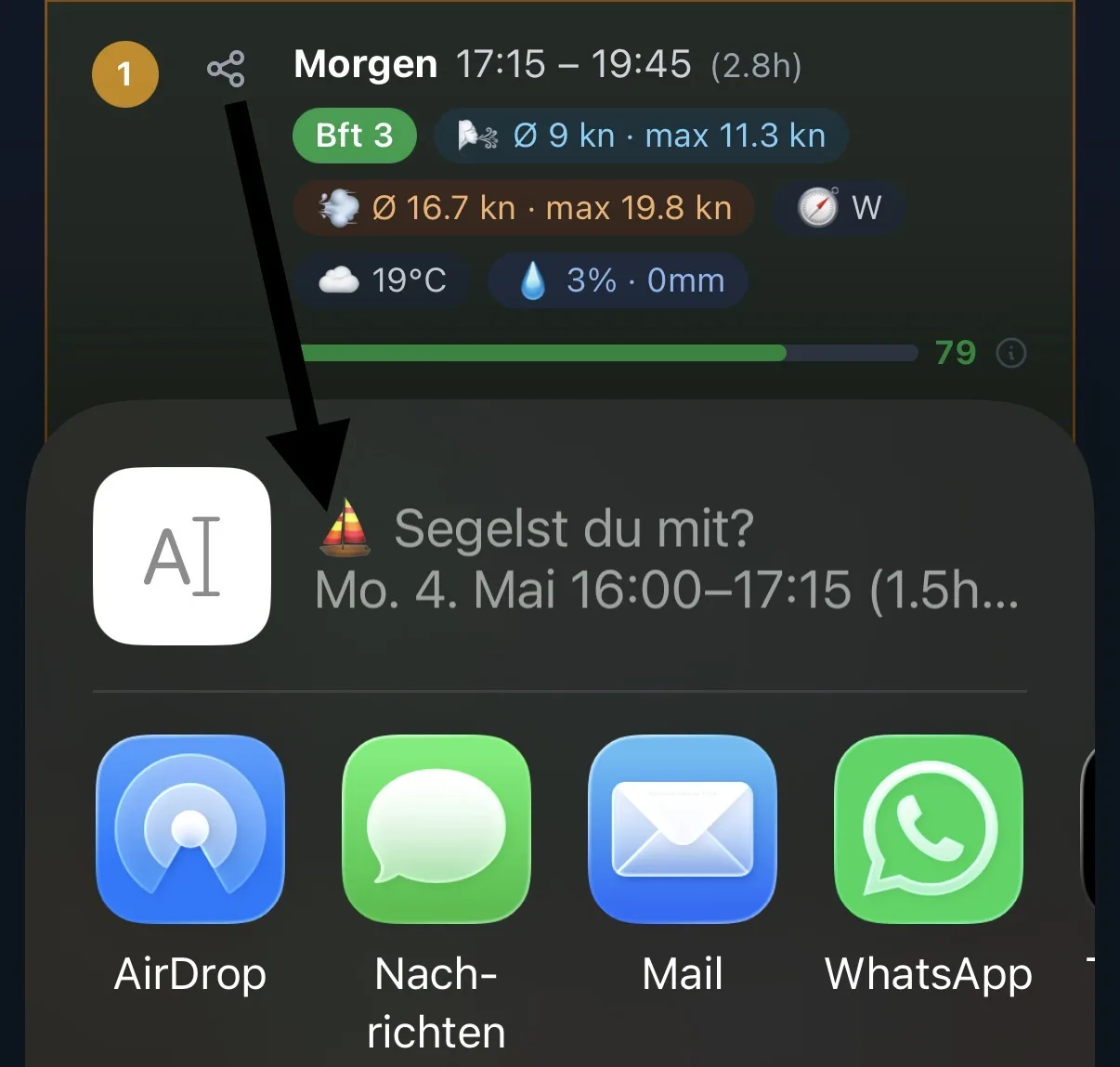 Segelfenster teilen